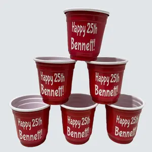 Custom Red Shot Cups Disposable Plastic