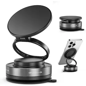 Magnetic support bracket - Foldable Retractable Car Mount, Portable Suction Cup Stand, Hands-Free Use for Car, Gym & Mirror (Compatible with All iPhone & Android Devices)