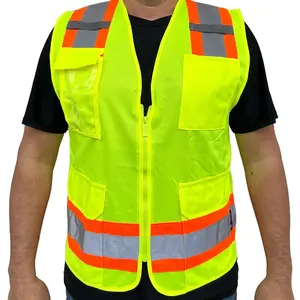 Yellow Two Tones Utility Safety Vest , ANSI/ ISEA 107-2015/ Photo ID Pocket 800