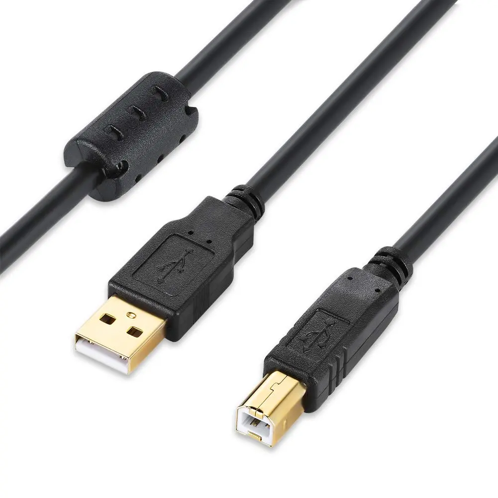 30FT USB 2.0 Printer Cable - USB Type A Male to B Male Cord with PVC Jacket, Flexible Connector, High Speed Data Transfer, Fully Shielded, Secure, Durable Connector Mold, Easy Cable Handling, Long Lifespan for HP, Canon Printers/Scanners, Better Security,