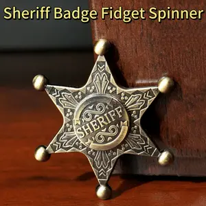 Father's Day Gift Sheriff Badge Fidget Spinner Metal，Birthday，6-point star Themed，Board game decompression toy，Neptune Badge Fingertip Topspin