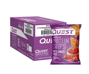 Quest Tortilla Style Protein Chips Spicy Sweet Chili Flavor 19g of Protein 1.1 oz Bags 8 Count Snacks
