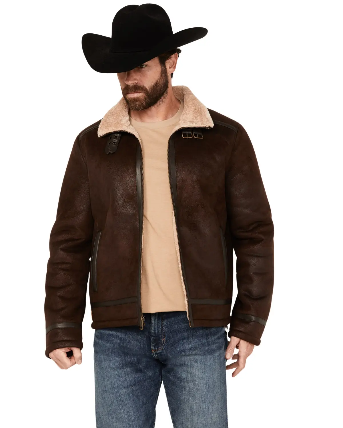 Moonshine Spirit Men's Spirit&Reg; Men'S Sherpa Lined Faux Leather Jacket - Msho23o15-Dkbrn Moonshine Spirit Men's Spirit&Reg; Men'S Sherpa Lined Faux Leather Jacket - Msho23o15-Dkbrn