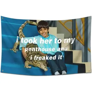I took her to my penthouse ravi Flag for Room 3x5Feet College Dorm Room Man Cave Frat Wall Outdoor Decor Flag Lightweight Print Decoration Hanging Shiny Default