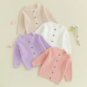Baby Girl Boy Knitted Cardigan Kid Toddler Infant Jumper Long Sleeve Solid Button Down Sweater Tops Fall Winter Clothes