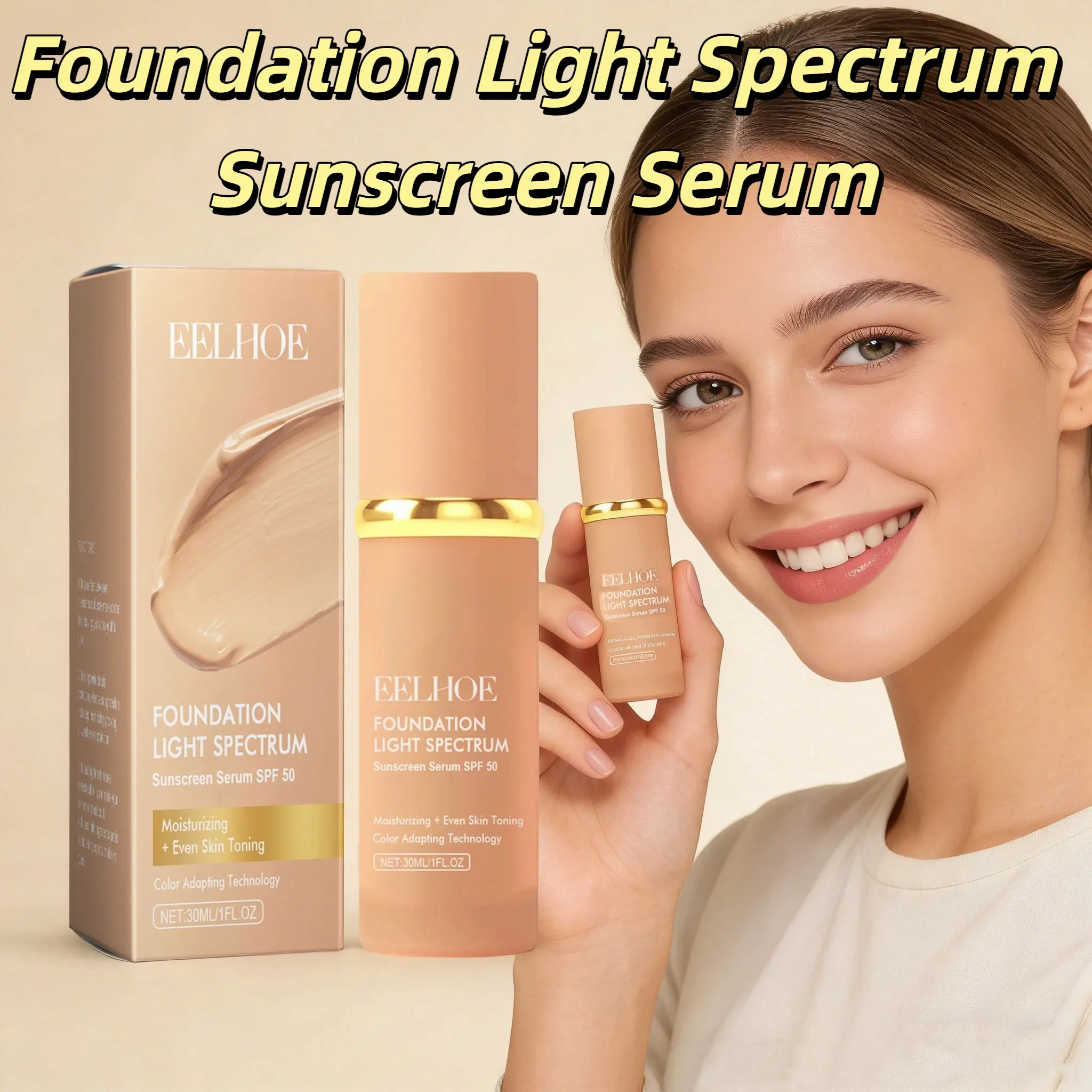 EELHOE Concealer Warm Tone Foundation Liquid, Long-Lasting Setting Powder, Covers Dark Circles, Wrinkles, Fine Lines, Spots