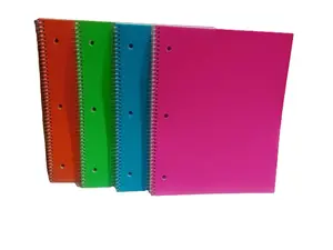 Back to School Notebook 4 Pack 1 Subject Collage Ruled Paper 100 Sheets 9 x 11 inch Orange Pink Green Blue Heavyweight with Inside Pockets