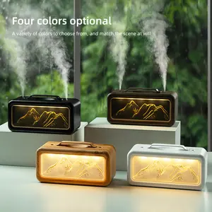 600 ml humidifier with snow mountain background and dual spray, suitable for home, office, yoga, and sleep, with automatic power shut-off protection; a spa device to enhance relaxation mood.