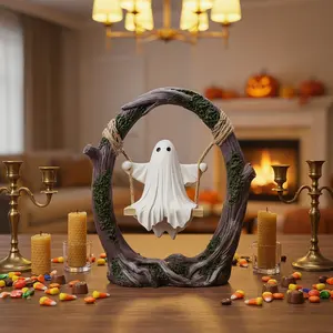 Cute Ghost Swing Statue Resin Craft Ornament, Resin Figurine Statue, Halloween Decoration, Home Decor Item, Gift Idea, 1 Piece, Perfect for Festive Season
