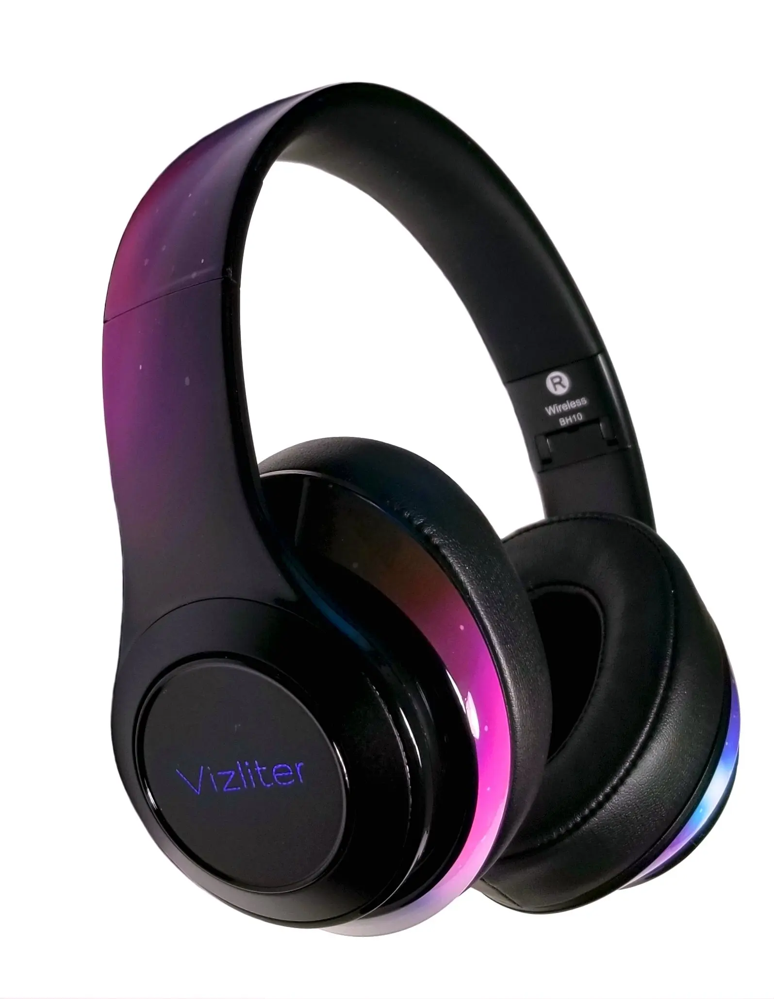 Vizliter Bluetooth Headphones, TWS Deep Bass Wireless Over-Ear Headset 5.3 with Built-in Mic LED Lights, Noise Cancelling Stardust Audio Earphones