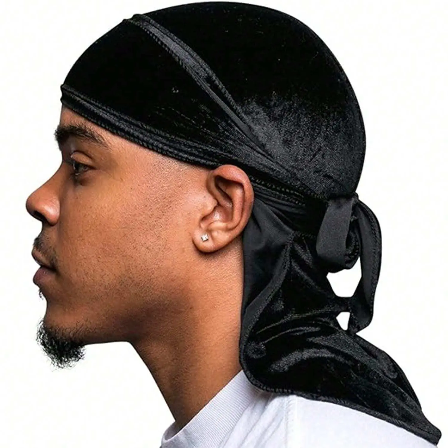 Men's Solid Color Velvet Durags With Ties - Pirate-Style Unisex Headwear For Outdoor Sports