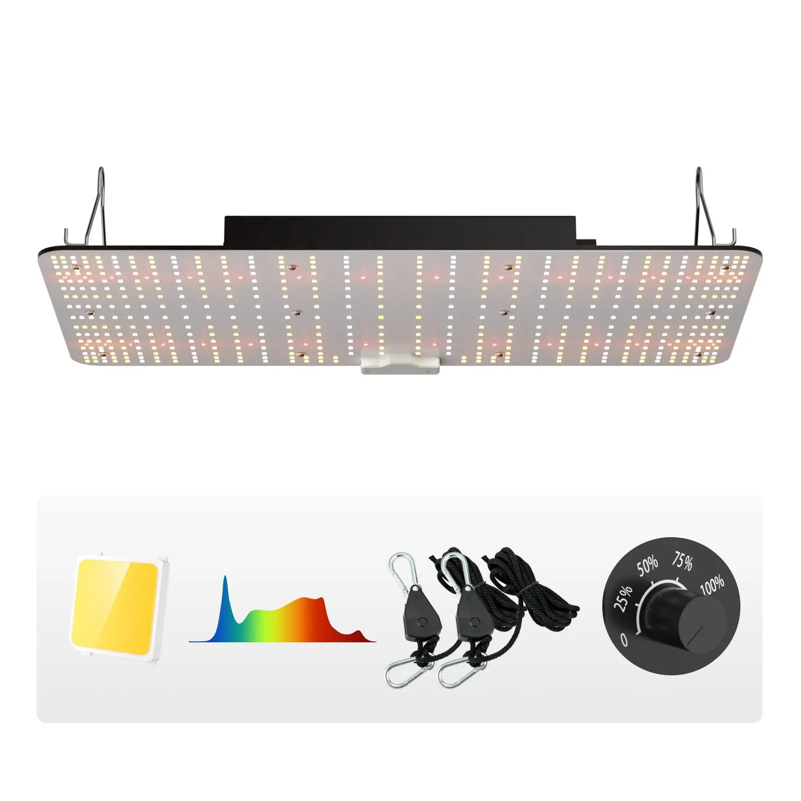 VEVOR 200W High-Performance PPFD Full Spectrum Adjustable LED Grow Light, Efficient Samsung 2B1B Diodes, Daisy Chain Compatible, 5-Level Dimming, Stay Bar for Steady Overhead Placement, Quiet for 2x4/3x3 Indoor Greenhouses Flowering Seedling & Vegetation,