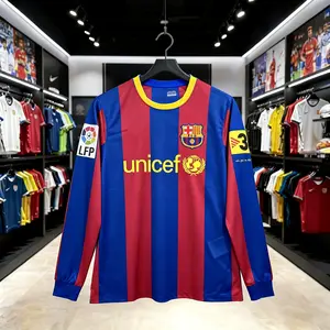 10 11 Home Long Sleeve Retro Jersey 10# Messi Fans Version Soccer Jersey