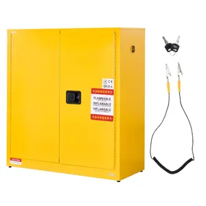 VEVOR Flammable Safety Cabinet, 16 Gal, Cold-Rolled Steel Flammable Liquid Storage Cabinet, 18.1x 18.1x 35.4 in Explosion Proof with 2 Adjustable Shelves 1 Door for Commercial Industrial Use, YellowVEVOR Super Brand Day