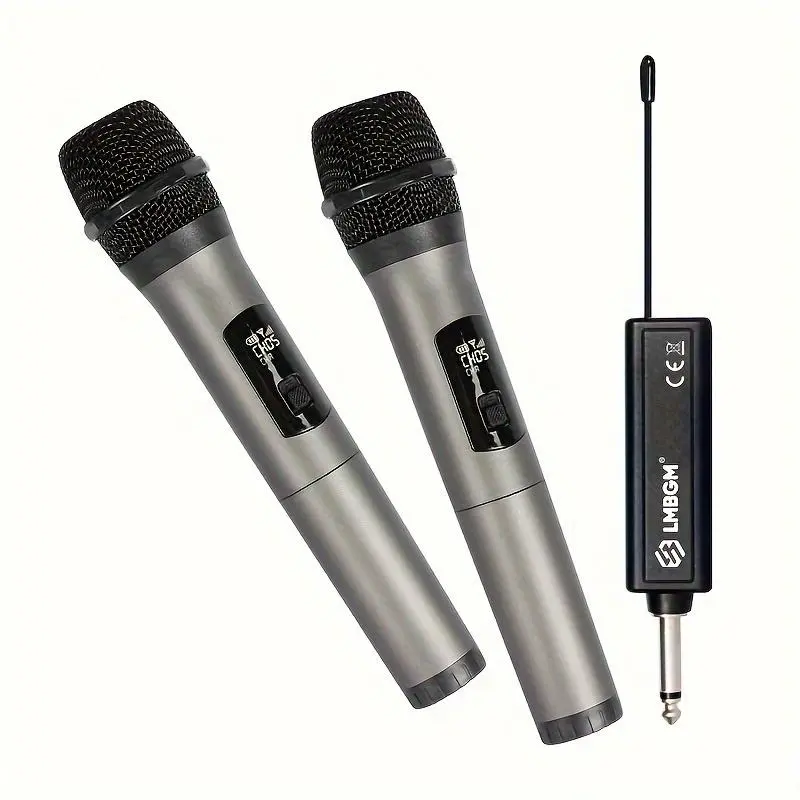 Wireless Microphone, Rechargeable Handheld Microphone, KTV Handheld Microphone System, Professional Microphone for Home KTV Party, Singing Mic, Audio, USB, Charging