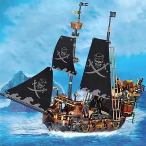 Black Pearl Pirate Ship Model, Pirates of The Caribbean Sailboat Brick Set Building Block Model - Home & Office Decor, Creative Desktop Display, Perfect Gift for Adults and Kids, Building Block Sets