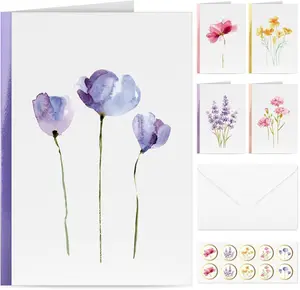 Blank Cards and Envelopes, 30 Pack Blank Greeting Cards, Elegant Blank Note, Perfect Bulk Stationary Set For All Occasions, 5 Assorted Floral Designs, 4" x 6"