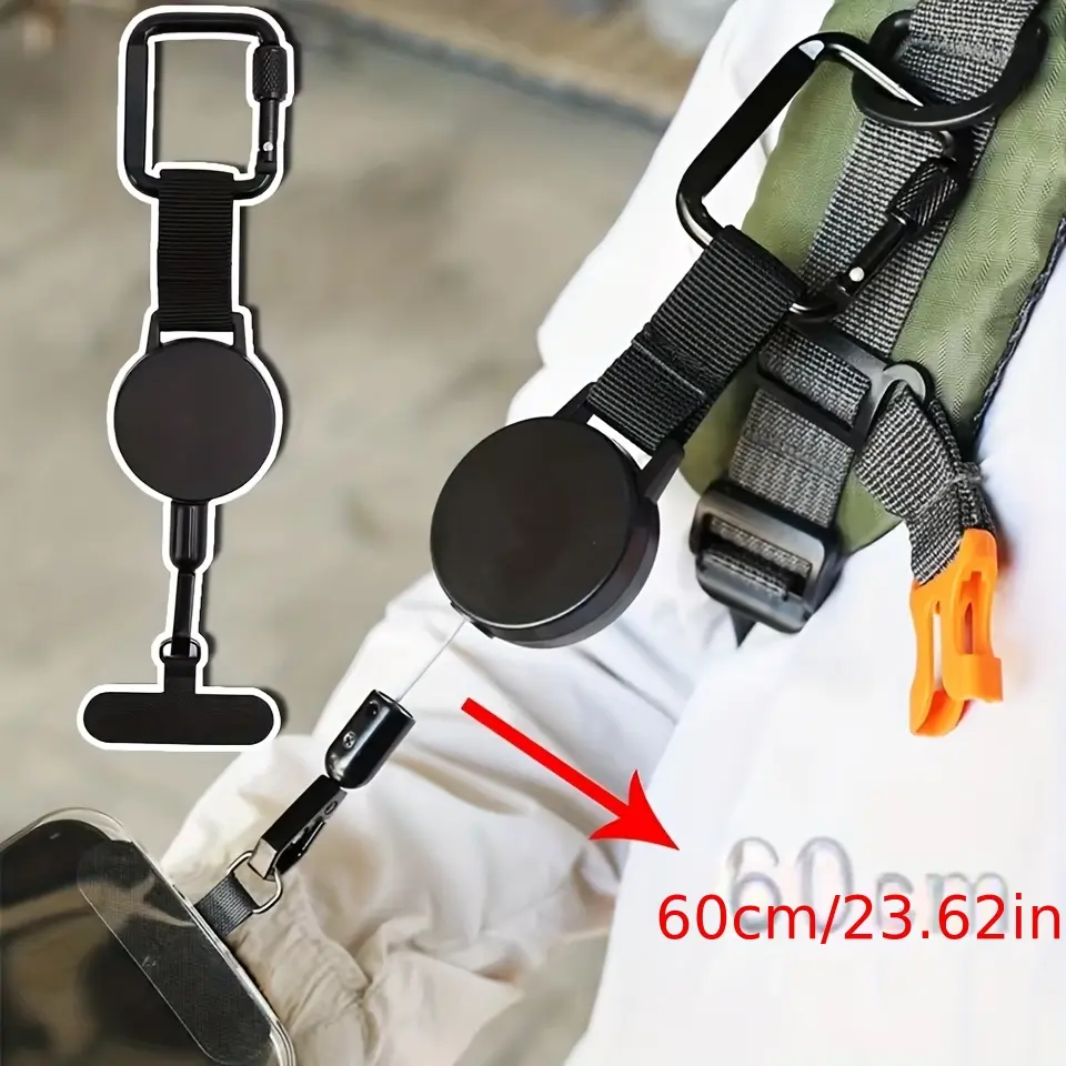 Retractable Anti-Theft Phone Holder Tether, Adjustable Phone Strap, Portable Smartphone Safety Lanyard with Carabiner, Anti-Drop Harness, Phone Accessory for Hiking, Cycling, Climbing