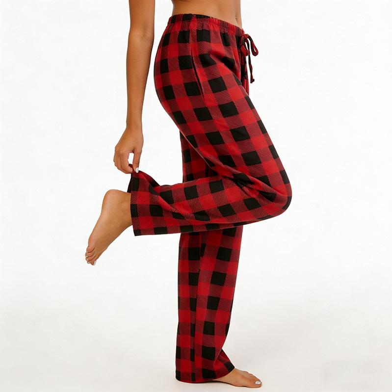 Women's Plaid Print Pocket Drawstring Lounge Pajama Pants Sleep Pants,  Pajamas,Pajama Set