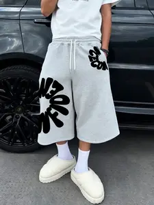 Men's Fashion Street Style Sweatpants, Loose-Fit Six-Quarter Length, Comfortable Breathable Fabric, Premium Solid Color for Daily Wear