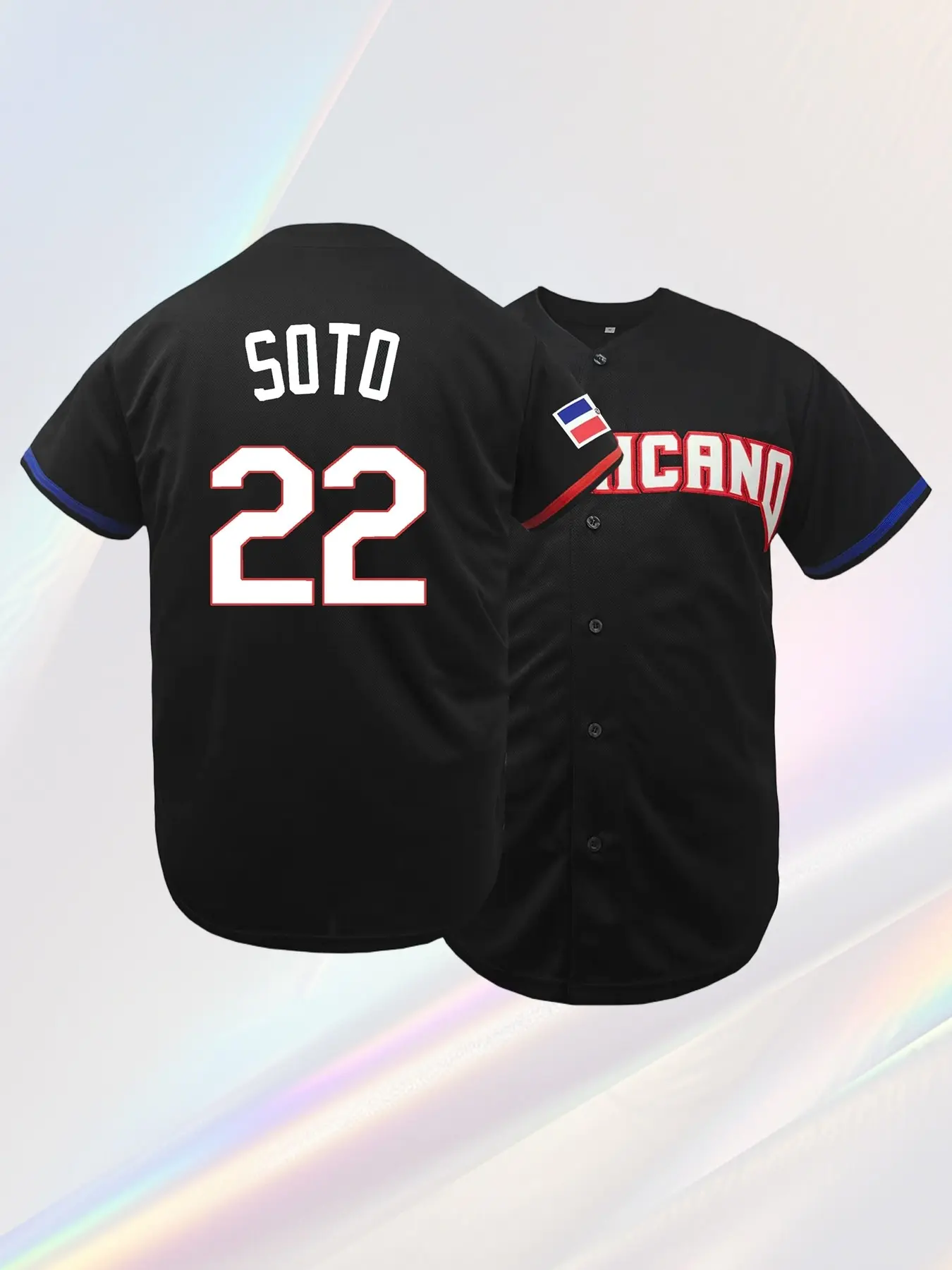 Dominican Republic #22 Baseball Jersey, Men's Button Down Dominican National Team Baseball Shirt, Retro Dominican Baseball Uniform, Breathable Sports Jersey for Fans, Casual Streetwear, Sports Style Jersey, Sports Top