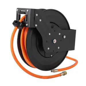 [FLASH SALE] Garvee Heavy Duty Retractable Air Hose Reel – 1/4" x 50ft Hybrid Air Compressor Hose, Dual Arm, Auto Rewind, 300 PSI, Steel Reel, Ceiling/Wall Mount, Swivel Bracket, Perfect for Garage & Workshop – 1/4inch, 50ft