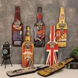 Wall Mounted Beer Bottle Opener, Vintage Bottle Shaped Bar Decor, Rustic Beer Opener for Home Bar, Kitchen & Man Cave,Functional Gift for Beer Lovers