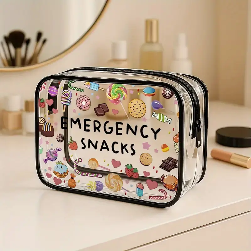 Clear Emergency Snack Bag, Portable Travel Storage Pouch, Transparent Storage, Large Capacity, Ideal for Road Trips, Picnics, Daily Snacks, Perfect Gift, Portable Storage Bags