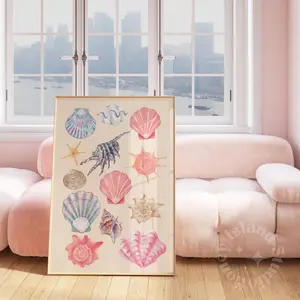 Coastal cowgirl print, seashell art, beach house beachy room surf poster preppy dorm decor apartment wall art