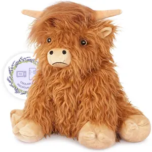 AGS Heatable Coolable Weighted Highland Cow Stuffed Animals Plushie, Microwavable Heating Pad for Period Cramps & Pain, Lavender Scented Cow Plush Toys for Stress, Highland Cow Gifts for Women
