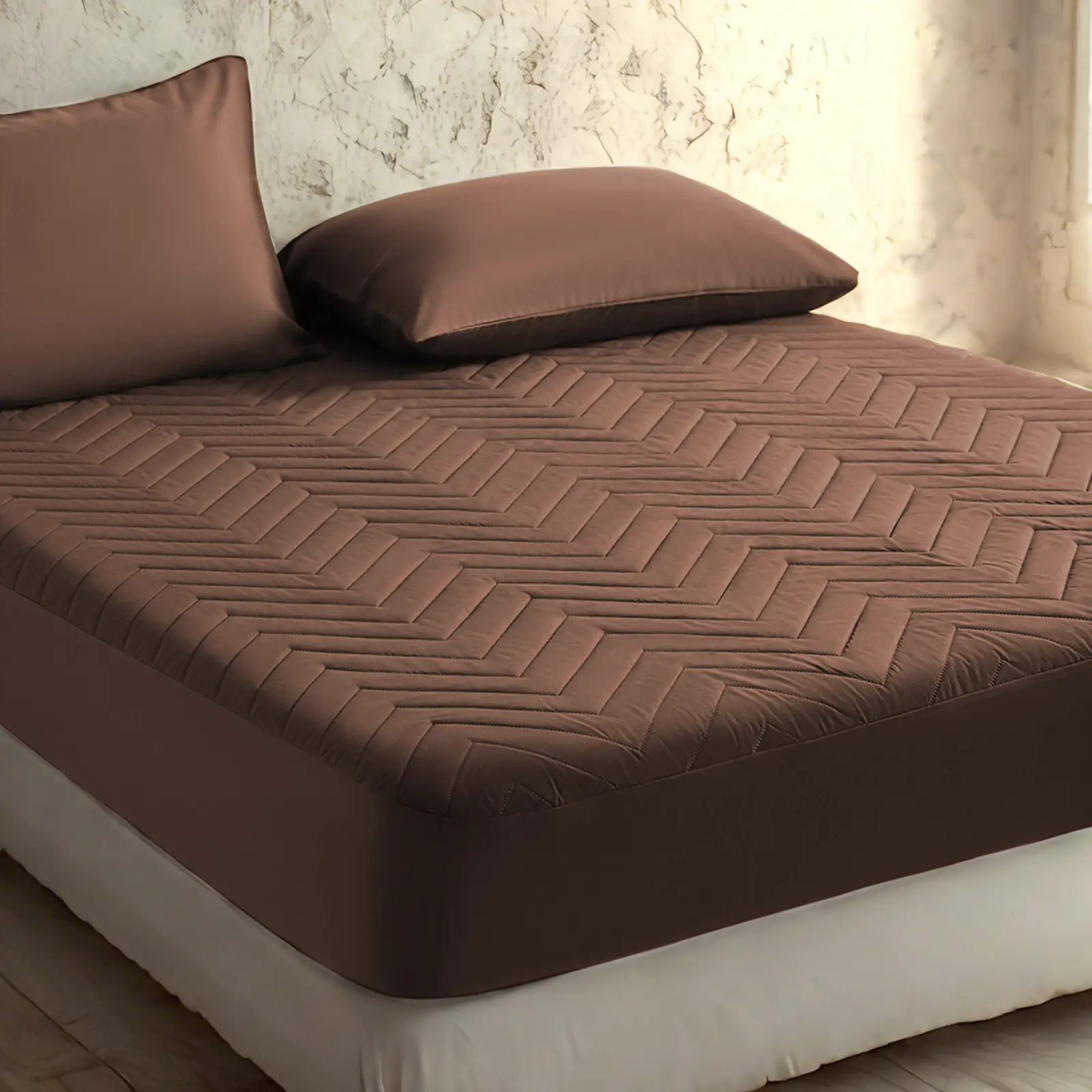 Waterproof Quilted Mattress Protector - 15-in Deep Pocket, Skin-Friendly, Hypoallergenic, Breathable, Lightweight, Wrinkle Resistant, Machine-Washable, Available in Twin/Queen Sizes & 152 cm x 203 cm Dimension & Various Colors