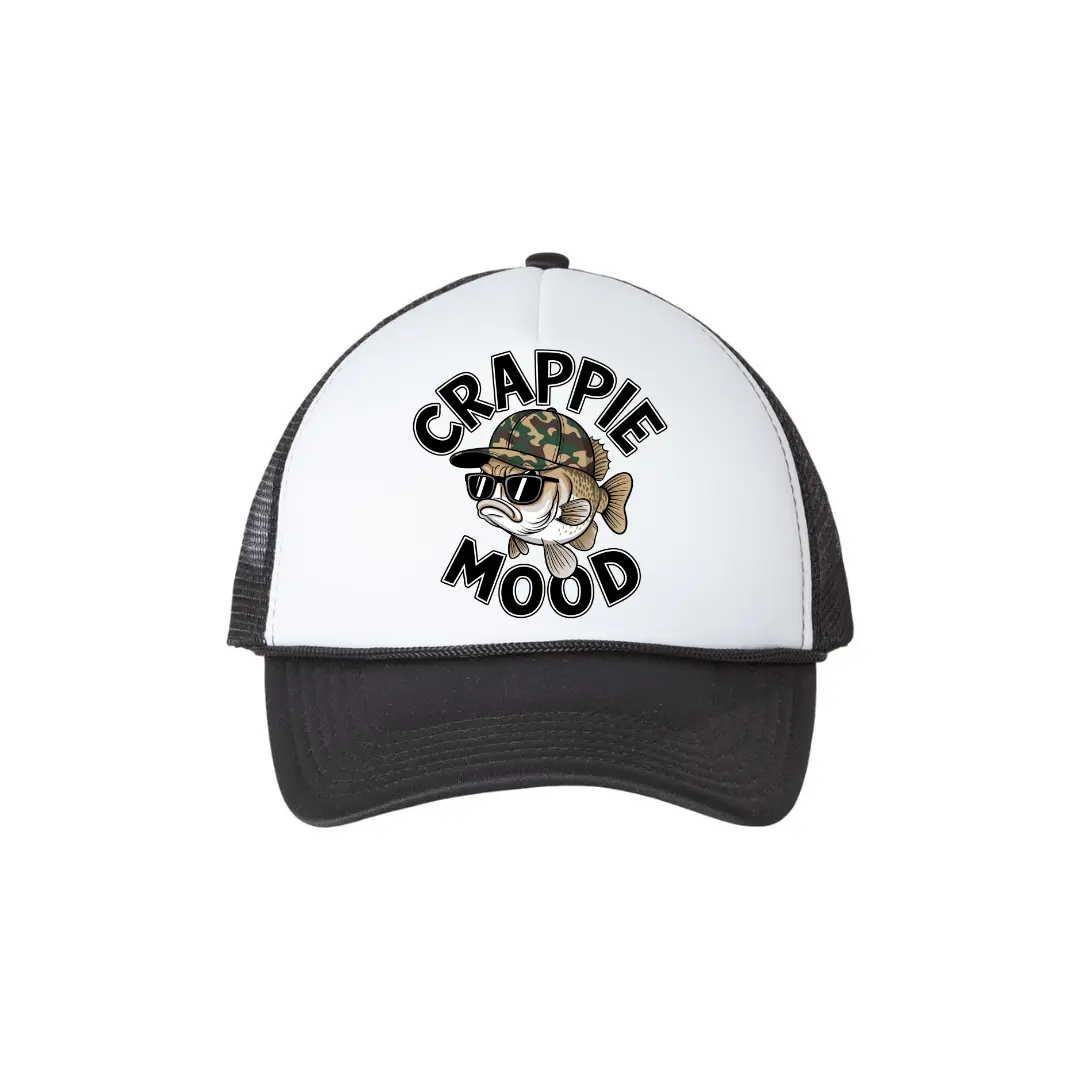 Crappie Mood Trucker Hat for Men & Teens- Funny Fish Snapback- Retro Style Adjustable Cap- Crappie Mood Fishing Mesh Hat- Fish Graphic Hat