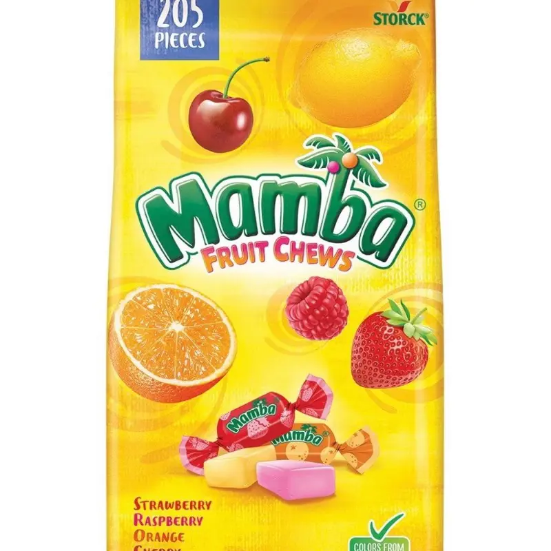 Storck Mamba Fruit Chews Variety Pack Chewy Candy 42.4 oz. - 205 Pieces Strawberry Raspberry Orange & Cherry Flavors