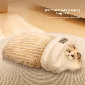 Pet sleeping bag, cat sleeping bag, pet cat nest warm semi-closed dog drill quilt, cat sleeping quilt