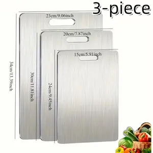 1/3 PCS Cutting Boards For Kitchen, Double-Sided Stainless Chopping Board, Multi Size Cutting Board, Equipped With Apron, Non Stick Metal Cutting Board For Fruit Vegetable, Perfect For Various Cooking Tasks