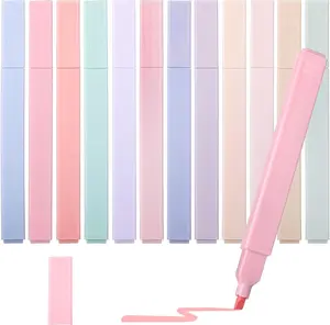 12 count Assorted Colors Pastel Highlighters, Aesthetic Cute Highlighter With Chisel Tip Water Based Quick Dry No Bleed for Journals, Bibles, Notebooks, School Office Supplies