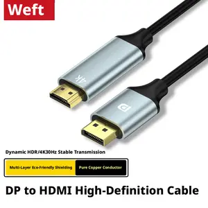DP to HDMI Cable 4K HD Monitor TV Projector Adapter High Speed Gold Plated Cord for Laptop PC Gaming Console
