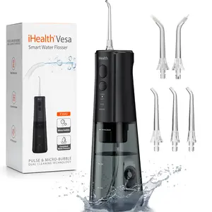 iHealth Vesa Water Flosser Cordless Oral Irrigator Dental Microbubble Technology 300ML Tank 4 Modes 5 Tips IPX7 Waterproof Teeth Gum Braces Care
