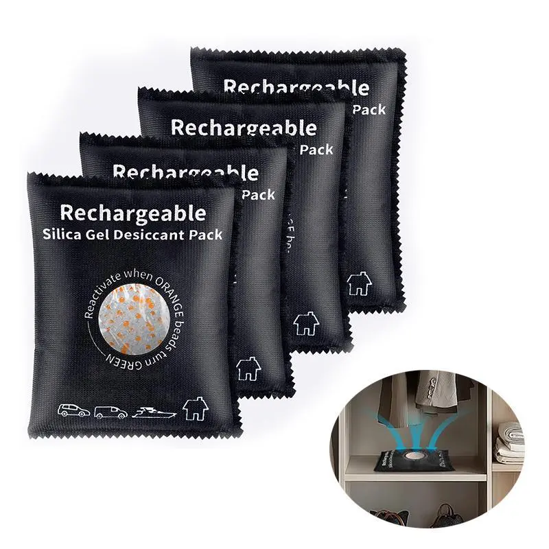 Rechargeable Desiccant Packs, Reusable Car Dehumidifier, Microwave Reactivated Silica Gel, Moisture Absorber with Color Indicator, Household Items, Absorbent
