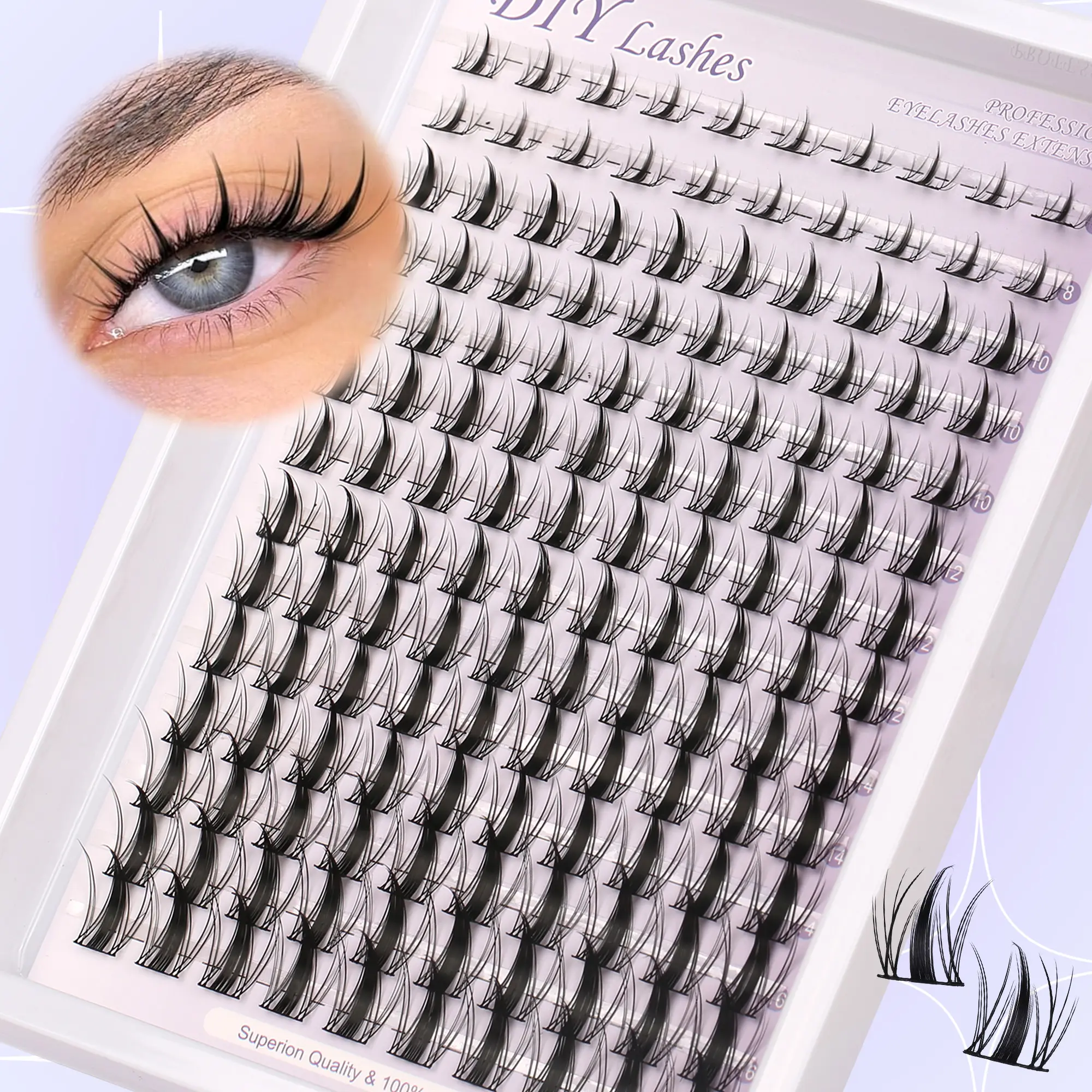 Ultra-Thin Manga DIY False Eyelashes, Natural 3D Style Mixed Sizes 8-16mm, Cat Eye Look Anime Lashes, Doll Eyes Eyelash for Beginners, Beginner Friendly Eyelashes, Cosmetic False Lashes