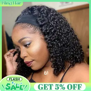 Bling Hair VIP Kinky Curly Headband wig Human Hair No Gel Kinky Curly Headband Wigs for Black Women 180 Density None Lace Front Wigs Human Hair #headbandwig #TikTokShopHolidayHaul