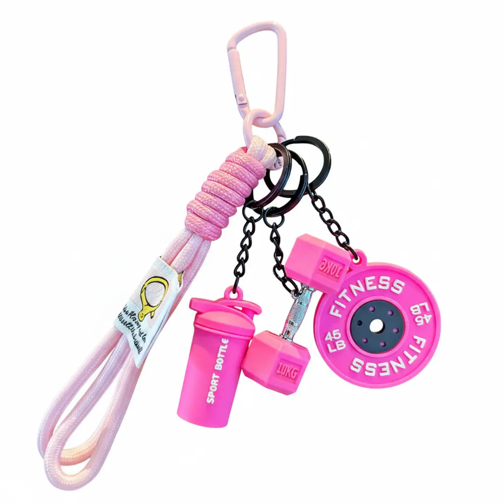 Fitness Keychain Set, MSilicone Dumbbell Kettlebell Weight Plate Keychains, Cute Keychain Gym Accessories for Men Women keychain  gift high quality fashion jewelry jew lery Durable Nylon Lanyard Fun Touch Backpack Athletic Fun Touch Durable Nylon Lanyard