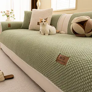 1pc Elegant Comfortable Sofa Cushion Cover, Modern Solid Color Non-Slip Seat Protector, Washable Dustproof Soft Cover for 1-5 Seater Sofa, Washable Sofa Slipcover, Dustproof Couch Protector