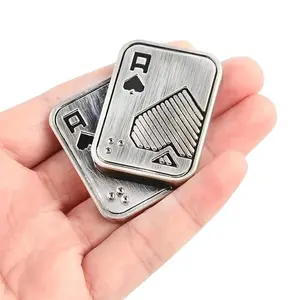 Edc Magnetic Metal Finger Toy, Manual Rotation Stress Relief Toy, Fidget Spinner, Poker Card Shape, Anxiety Relief, Adult Kids, Dual Sided Magnetic