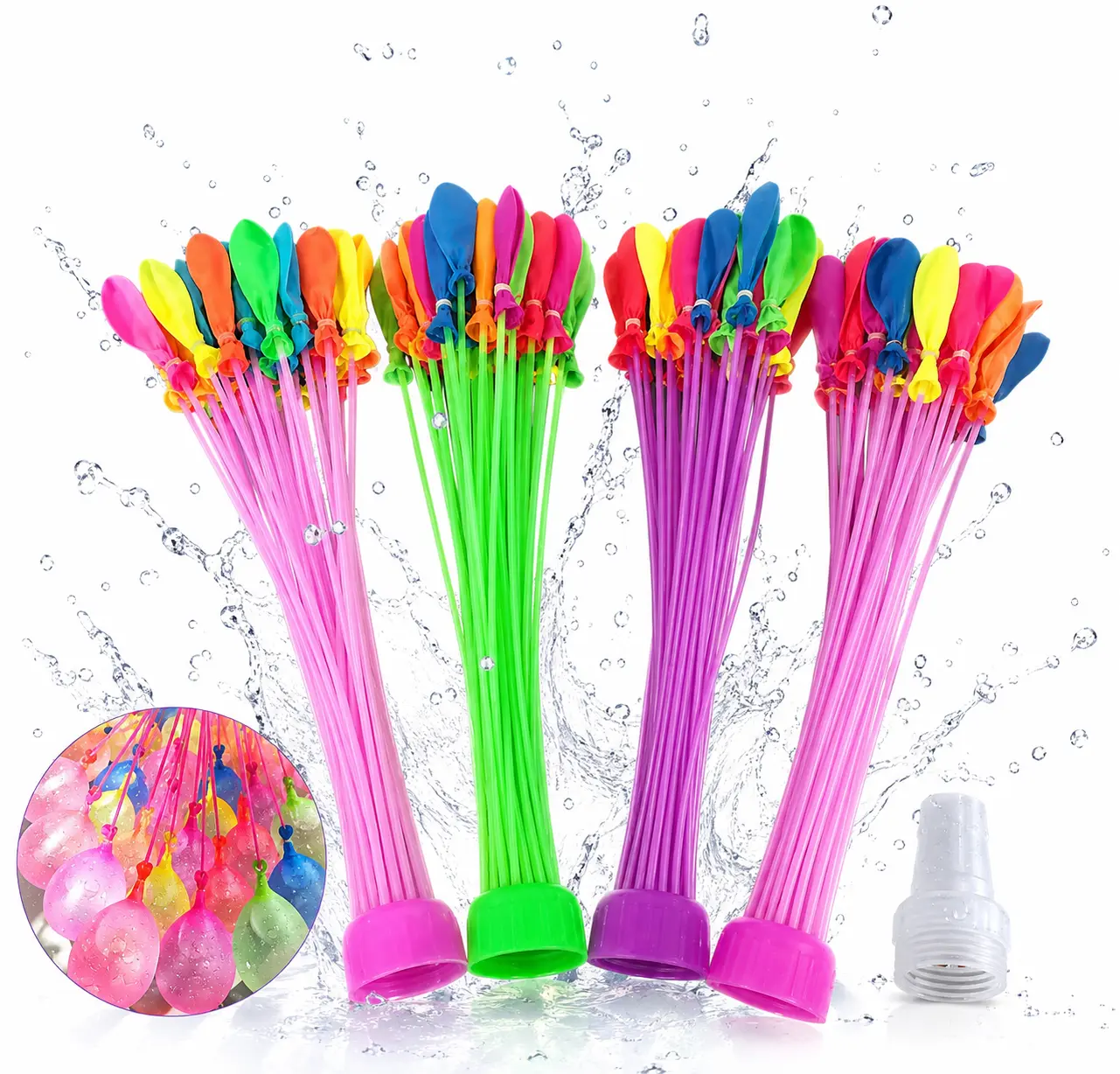Colorful Water Balloon Set, Rapid Fill & Self-Sealing, Kids Outdoor Toys, Supplies for Summer Pool, Birthday, Family & Beach Parties, Ideal for Water Balloon Fights