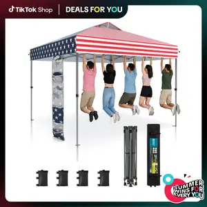 [Waterproof & UV-Resistant] PHIVILLA 10x10ft/12x12ft Pop-up Canopy Tent, Instant Portable Canopy Tent Outdoor Gazebo, One-Push-To-Lock Outdoor Gazebo with Roller Bag