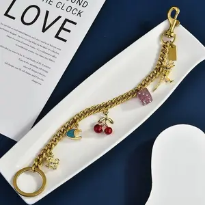 Purse charms , wallet chain charms flower cherry heart bag chain charm