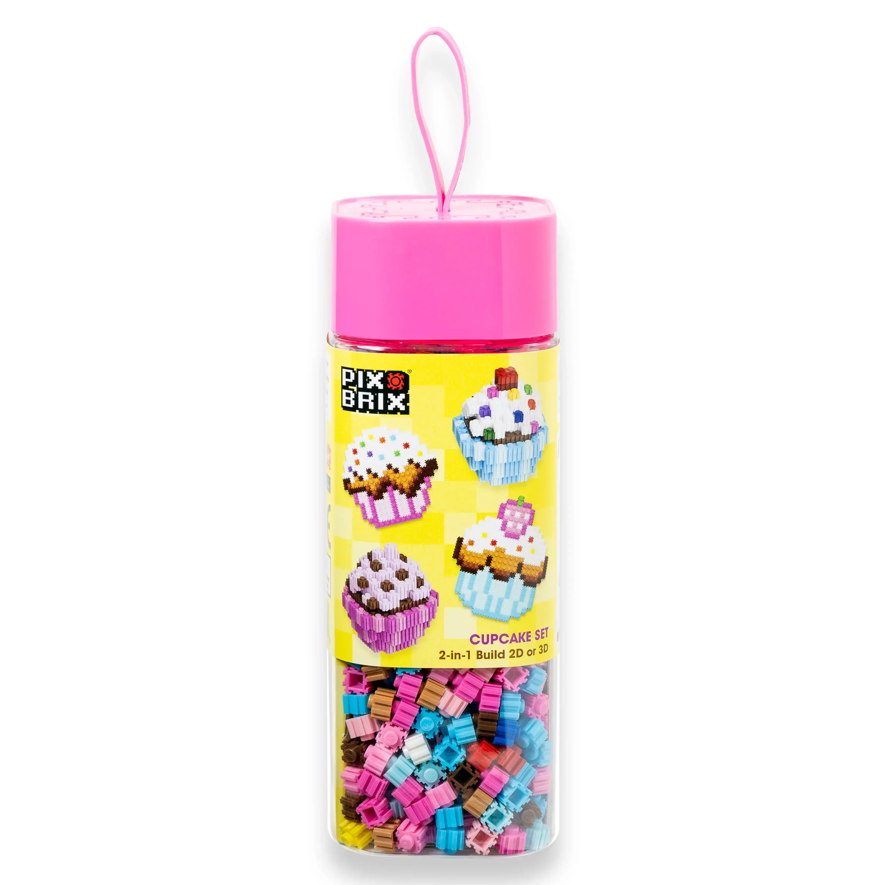 Pix Brix Food Bottle – Cupcakes Set | Build Sweet Pixel Cupcakes in 2D & 3D - Puzzle