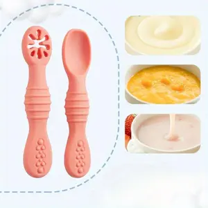 2pcs Food Grade Food Supplement Spoon, Feeding Spoon Tableware, Silicone Utensils Set