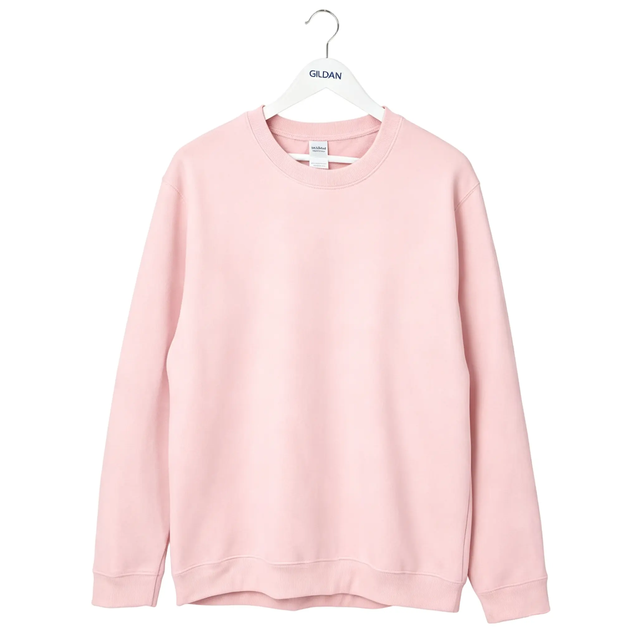 Women's GILDAN 18000 Cotton Crewneck Sweatshirt - Heavy Soft Blend Fleece Pullover, Smooth Basic Yarn, Ribbed Oversized Medium-Length Longsleeves, Pill-Resistant Blush Pink Comfortable Everyday Top, Casual Streetwear, Flattering Fit, Multi-Color Options